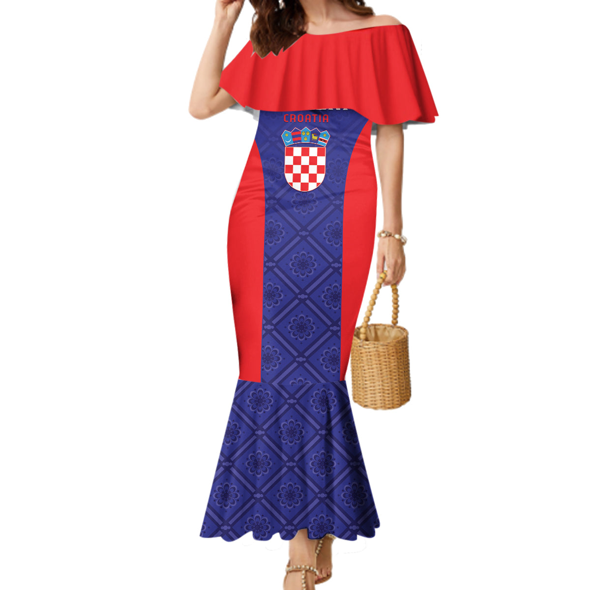 Personalized Croatia 2024 Football Family Matching Mermaid Dress and Hawaiian Shirt Hrvatska Vatreni - Wonder Print Shop