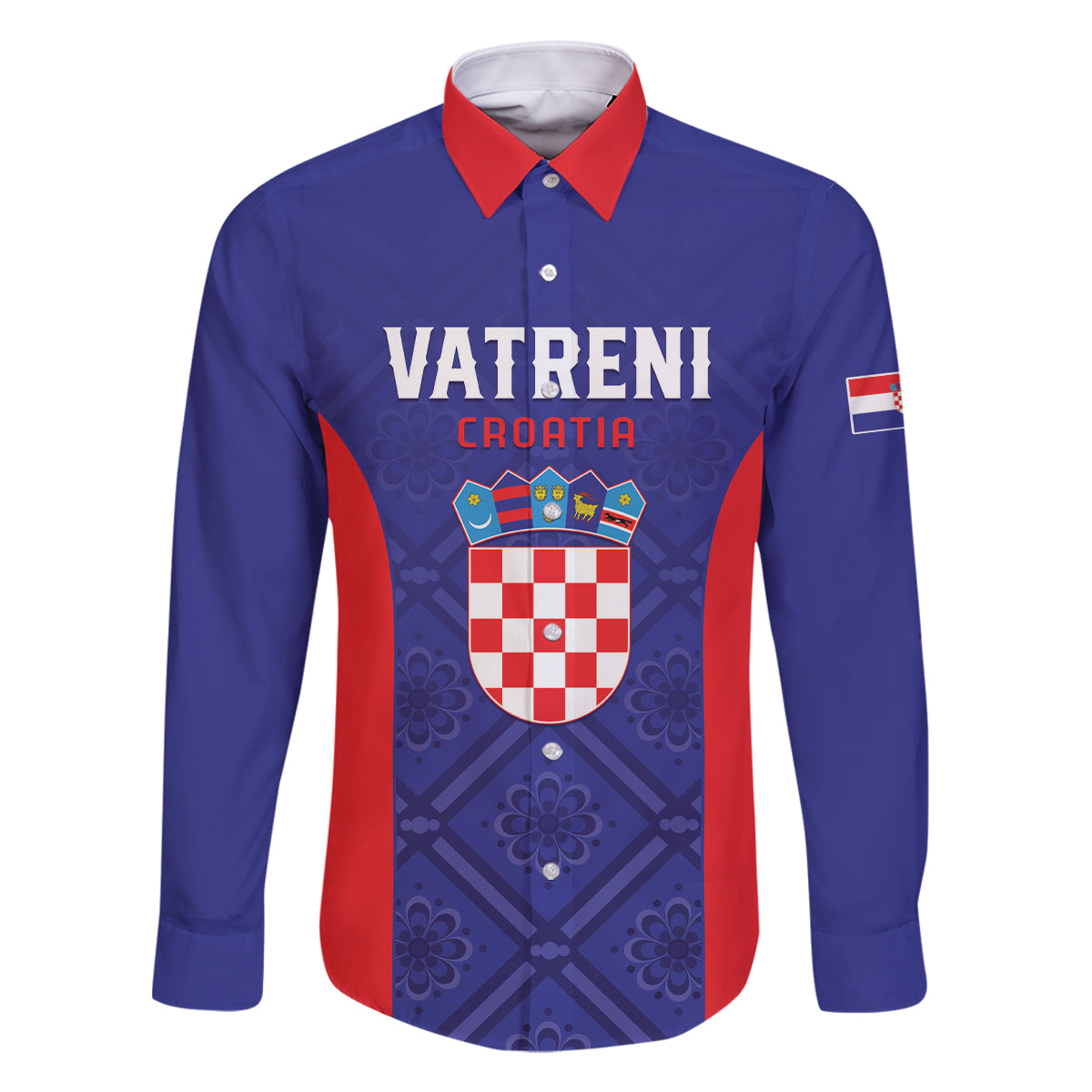 Personalized Croatia 2024 Football Family Matching Off The Shoulder Long Sleeve Dress and Hawaiian Shirt Hrvatska Vatreni - Wonder Print Shop