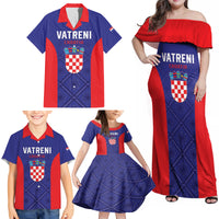 Personalized Croatia 2024 Football Family Matching Off Shoulder Maxi Dress and Hawaiian Shirt Hrvatska Vatreni - Wonder Print Shop