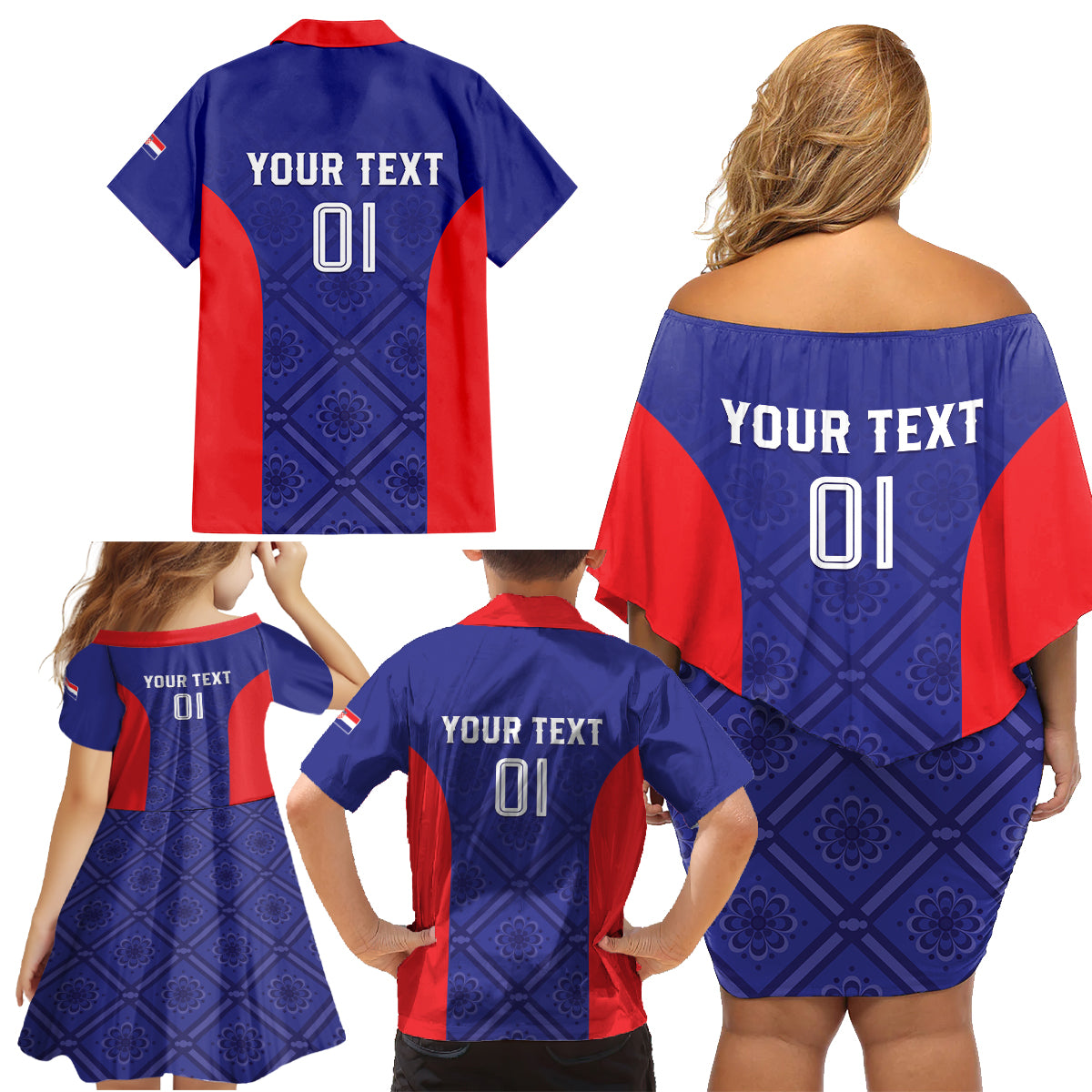 Personalized Croatia 2024 Football Family Matching Off Shoulder Short Dress and Hawaiian Shirt Hrvatska Vatreni - Wonder Print Shop