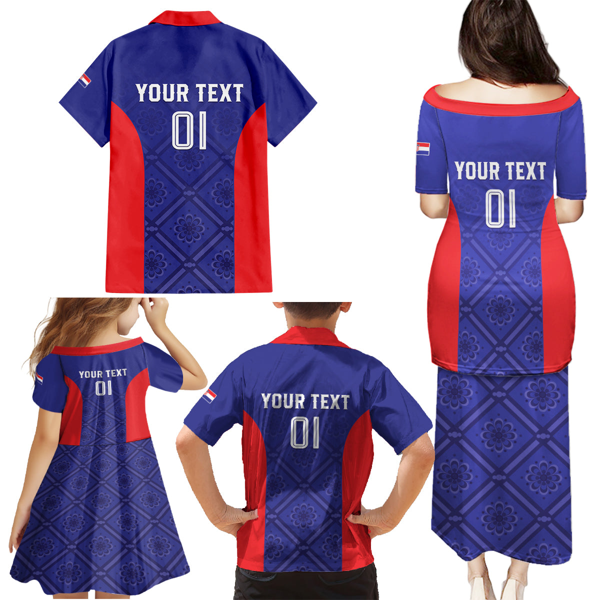 Personalized Croatia 2024 Football Family Matching Puletasi and Hawaiian Shirt Hrvatska Vatreni - Wonder Print Shop