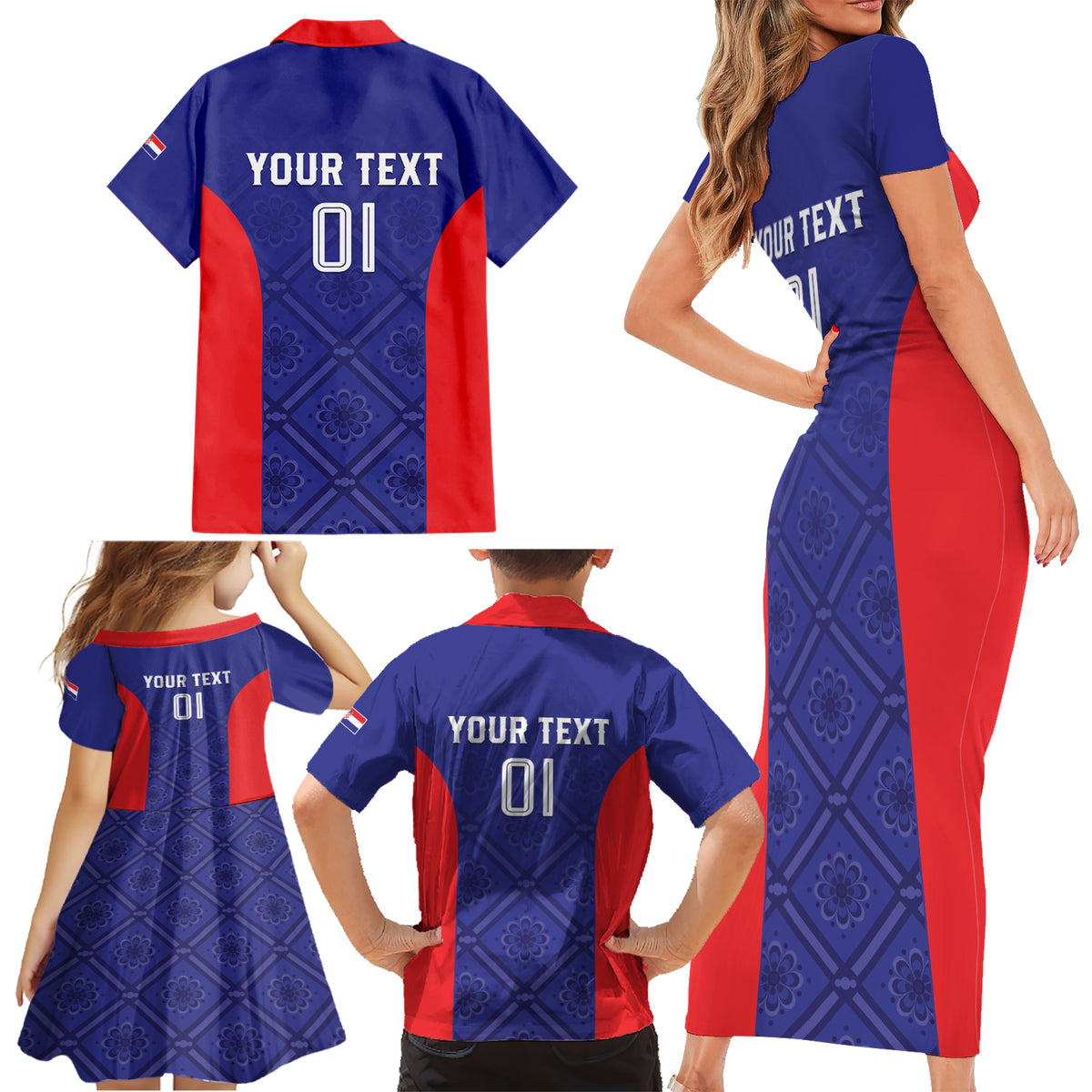 Personalized Croatia 2024 Football Family Matching Short Sleeve Bodycon Dress and Hawaiian Shirt Hrvatska Vatreni - Wonder Print Shop