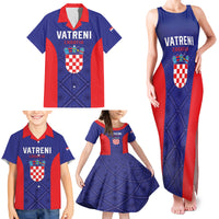 Personalized Croatia 2024 Football Family Matching Tank Maxi Dress and Hawaiian Shirt Hrvatska Vatreni - Wonder Print Shop