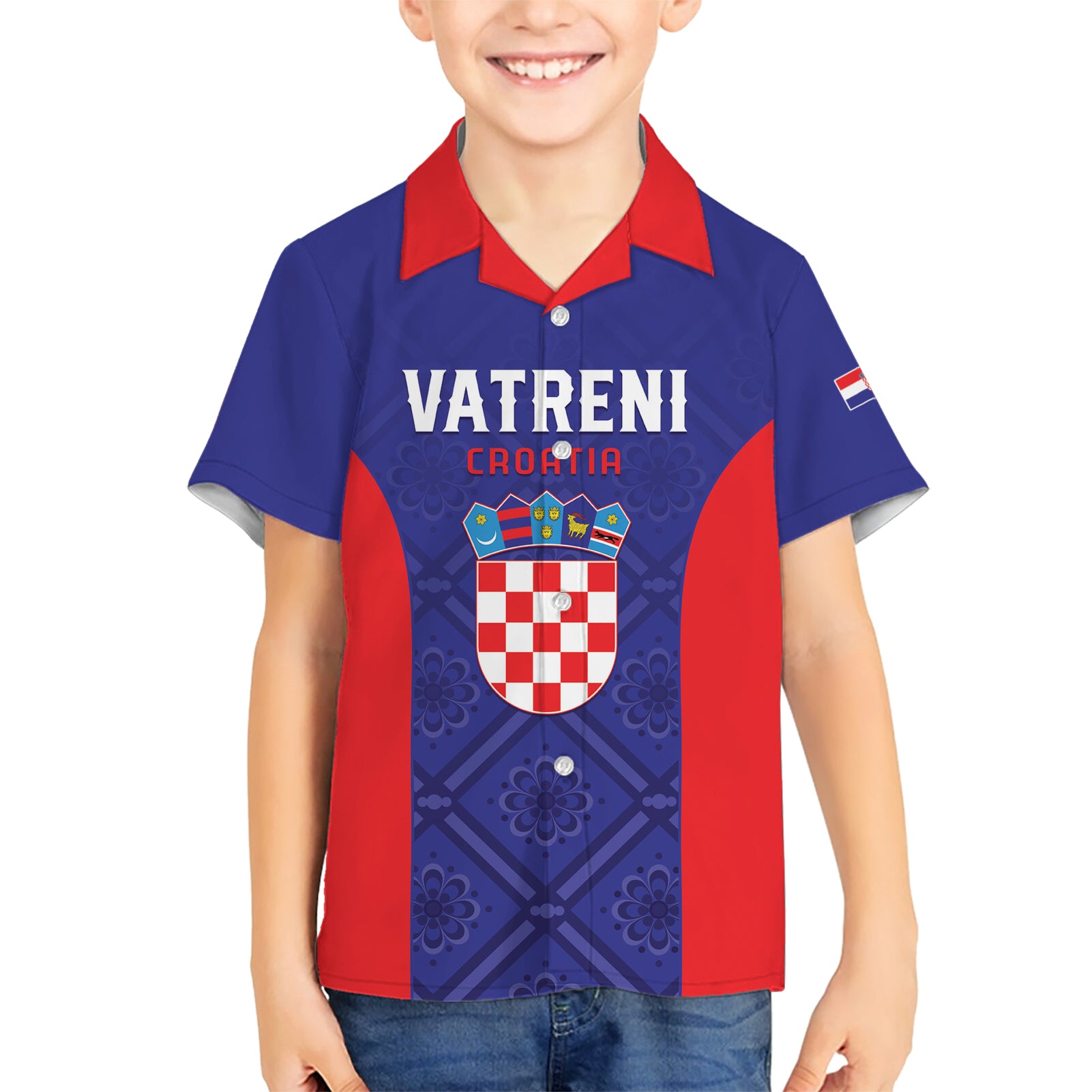 Personalized Croatia 2024 Football Kid Hawaiian Shirt Hrvatska Vatreni - Wonder Print Shop