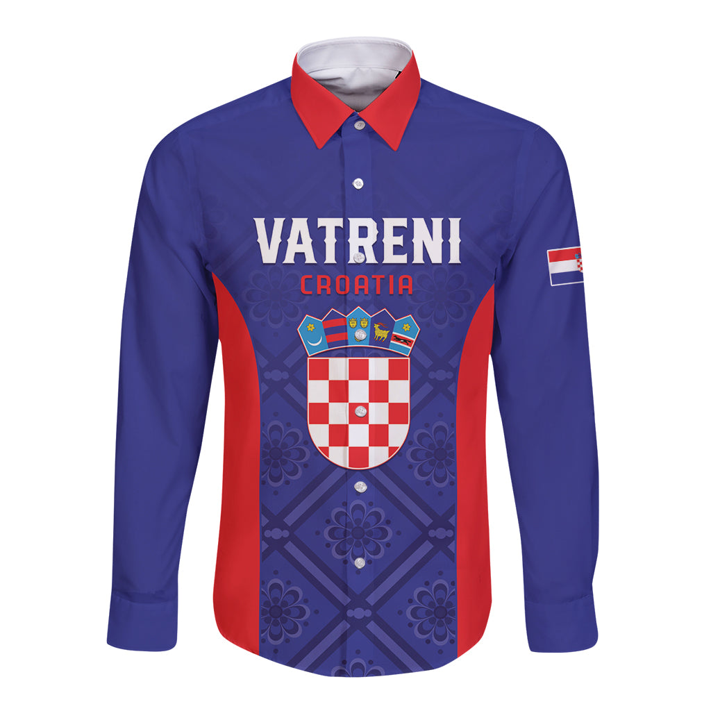 Personalized Croatia 2024 Football Long Sleeve Button Shirt Hrvatska Vatreni