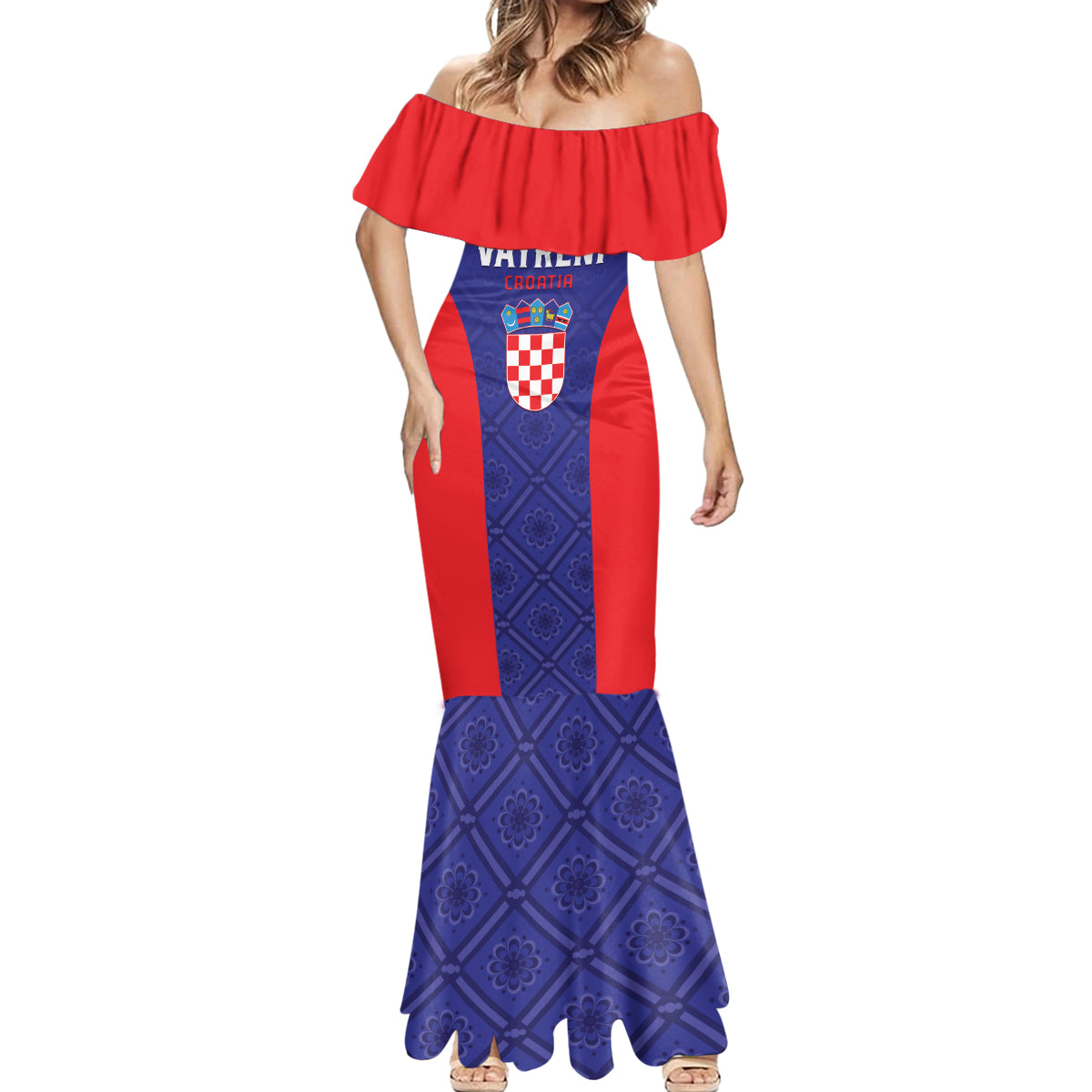 Personalized Croatia 2024 Football Mermaid Dress Hrvatska Vatreni - Wonder Print Shop
