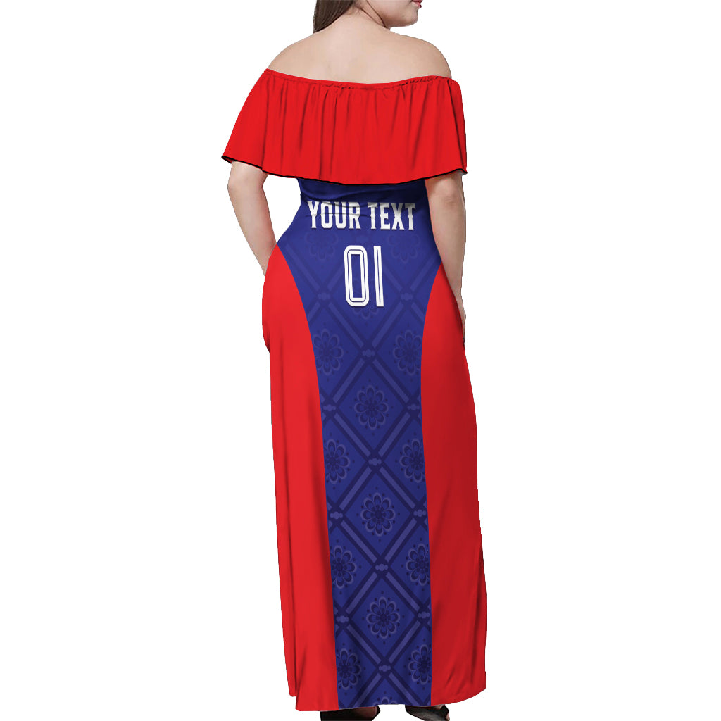 Personalized Croatia 2024 Football Off Shoulder Maxi Dress Hrvatska Vatreni - Wonder Print Shop