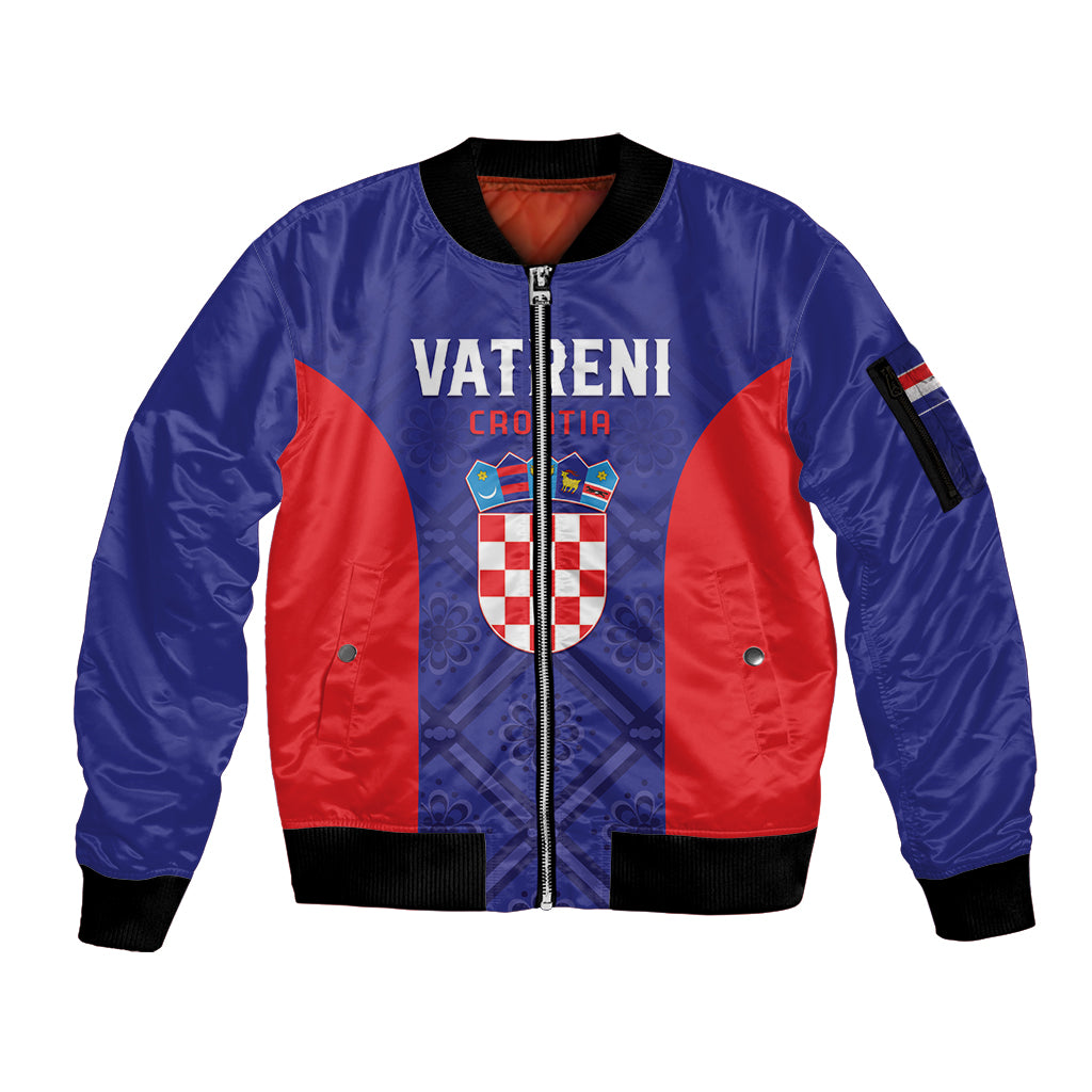Personalized Croatia 2024 Football Sleeve Zip Bomber Jacket Hrvatska Vatreni - Wonder Print Shop