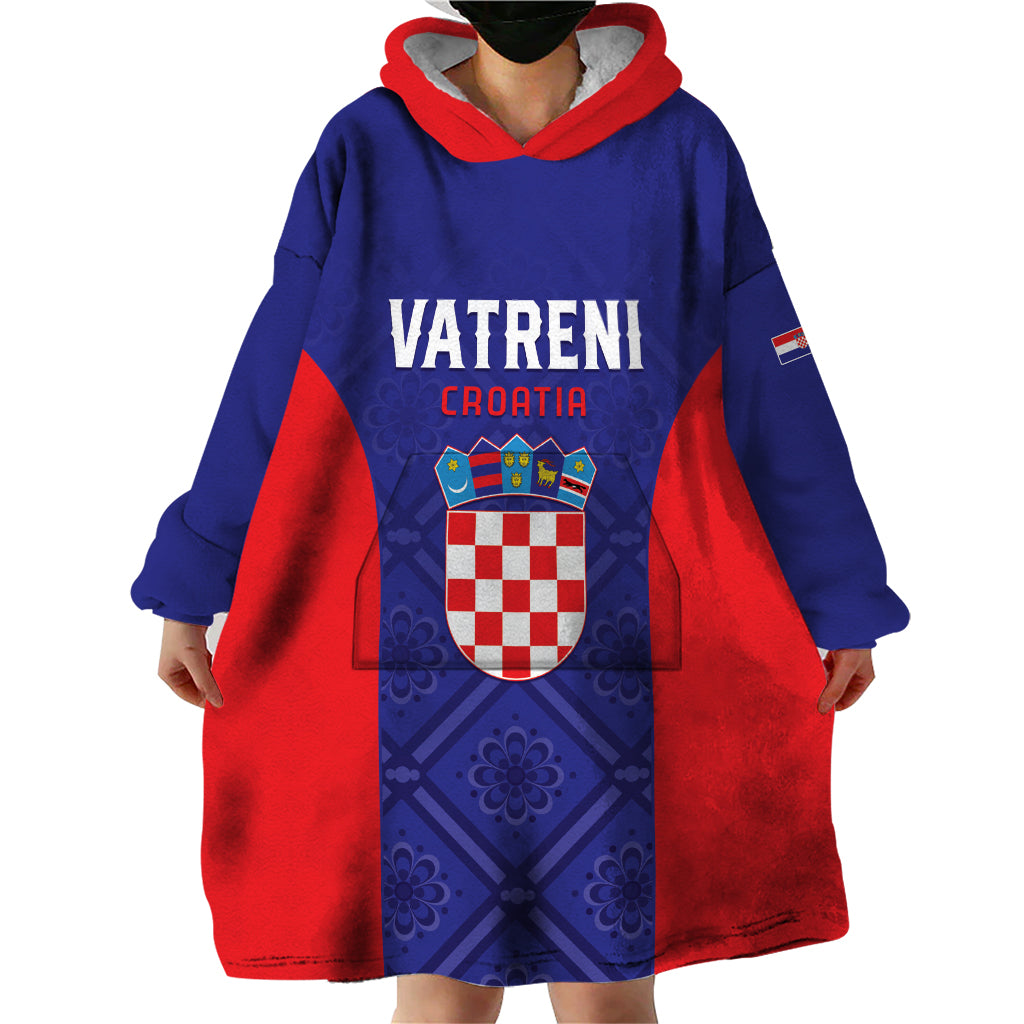 Personalized Croatia 2024 Football Wearable Blanket Hoodie Hrvatska Vatreni - Wonder Print Shop