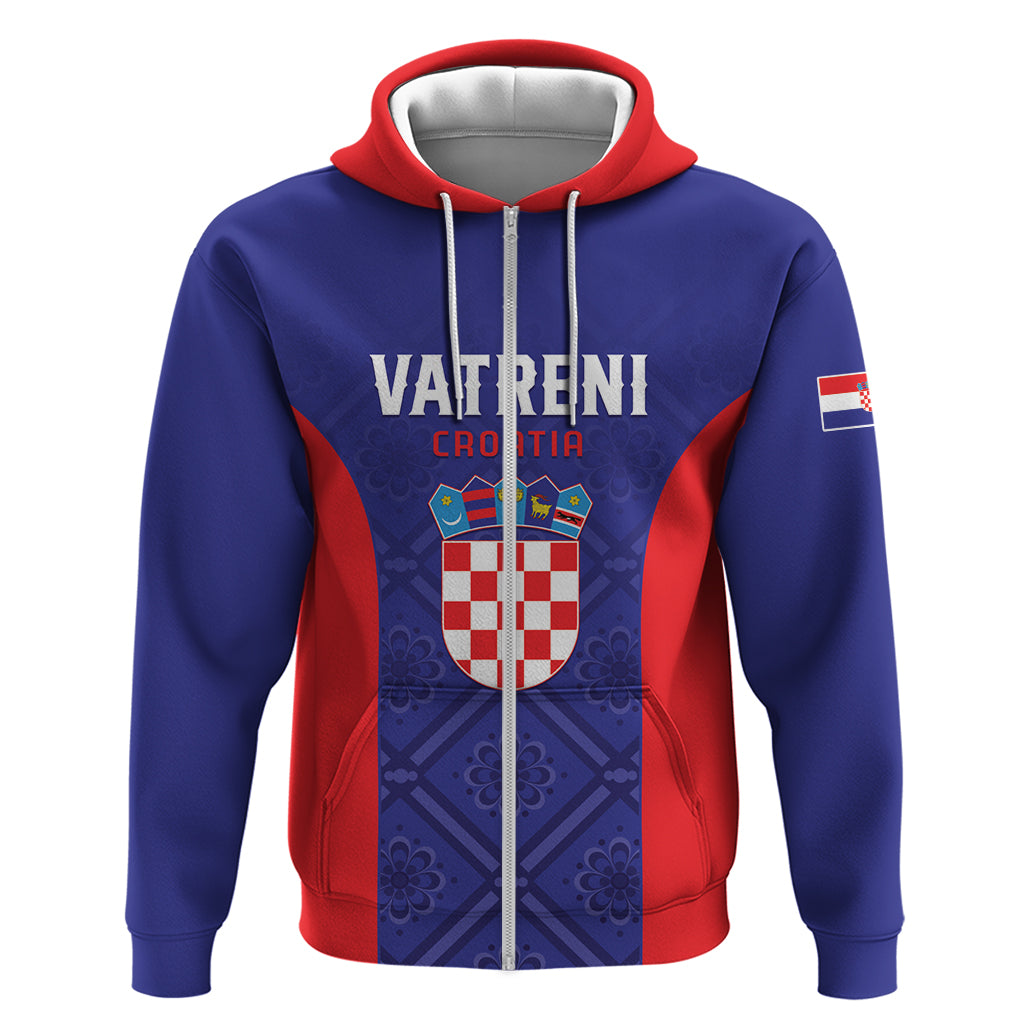 Personalized Croatia 2024 Football Zip Hoodie Hrvatska Vatreni