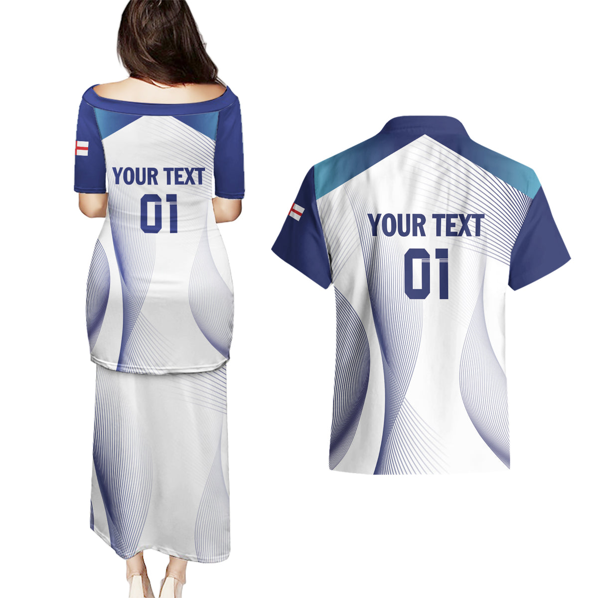 Personalized England 2024 Football Couples Matching Puletasi and Hawaiian Shirt Come On The Three Lions - Wonder Print Shop