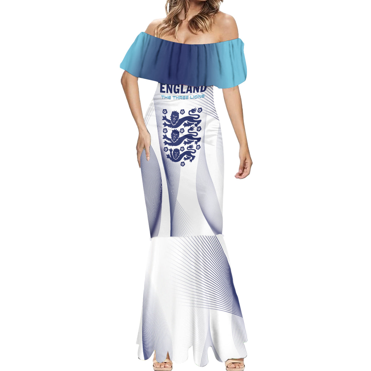 Personalized England 2024 Football Mermaid Dress Come On The Three Lions - Wonder Print Shop