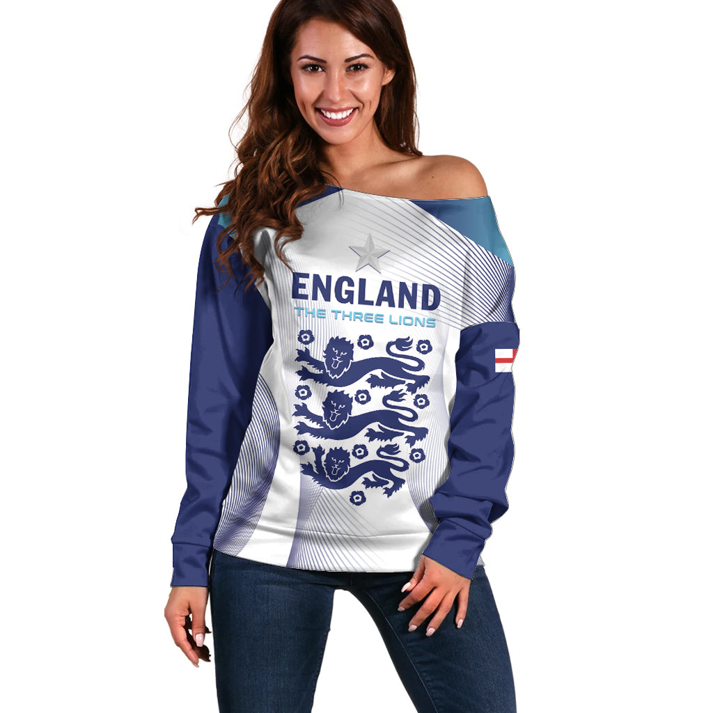 Personalized England 2024 Football Off Shoulder Sweater Come On The Three Lions