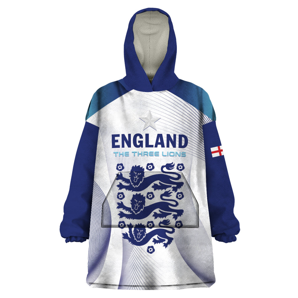 Personalized England 2024 Football Wearable Blanket Hoodie Come On The Three Lions - Wonder Print Shop