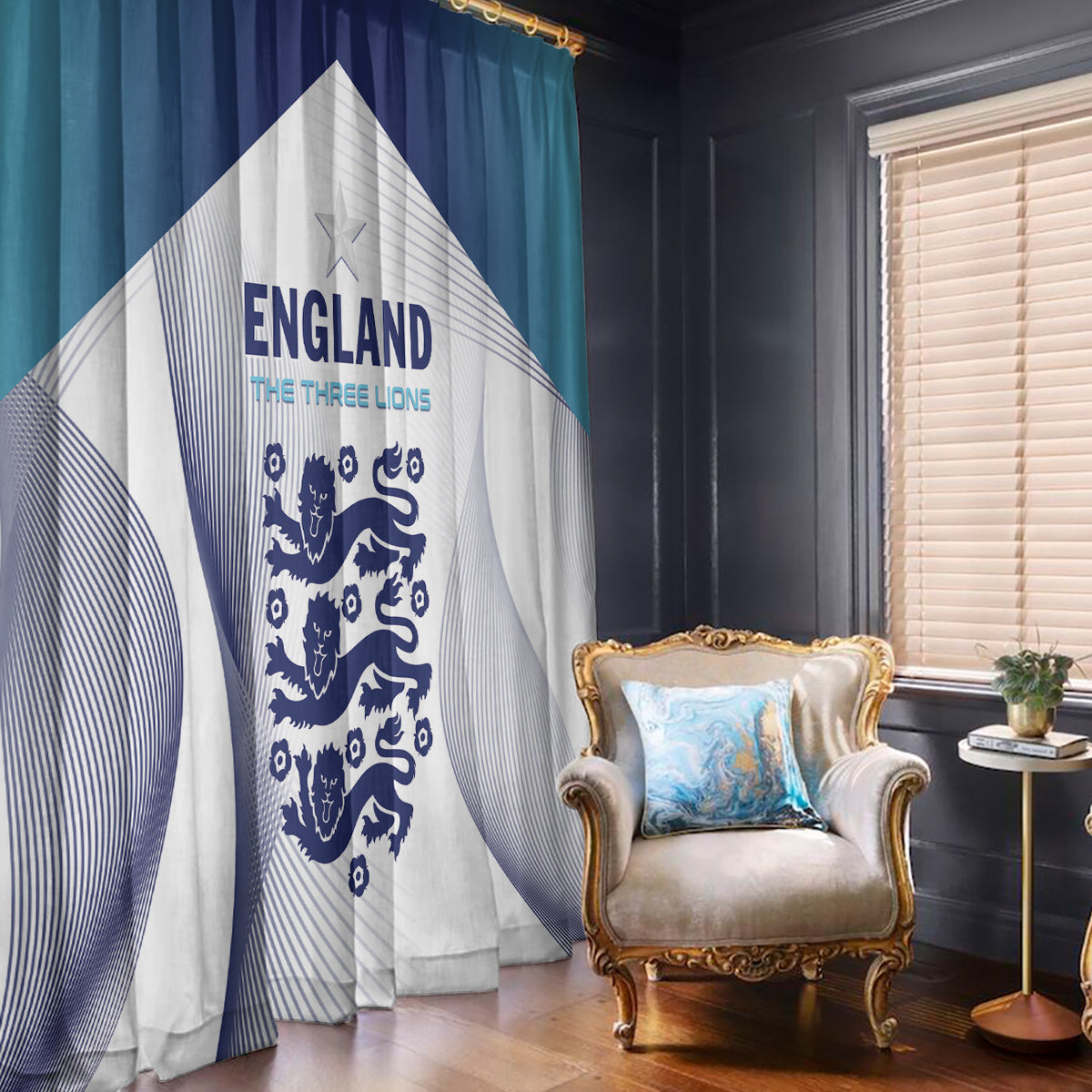 England 2024 Football Window Curtain Come On The Three Lions - Wonder Print Shop