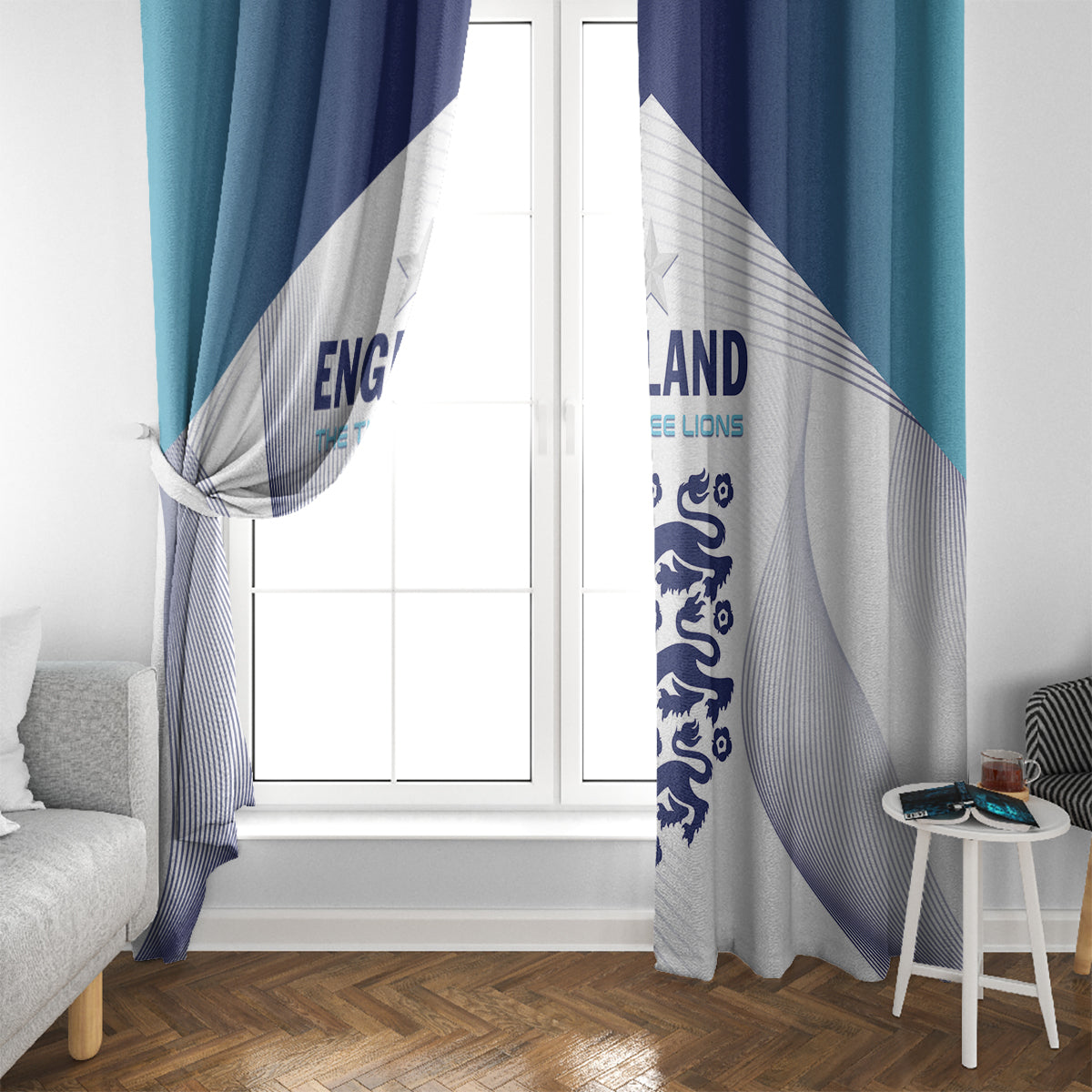 England 2024 Football Window Curtain Come On The Three Lions - Wonder Print Shop