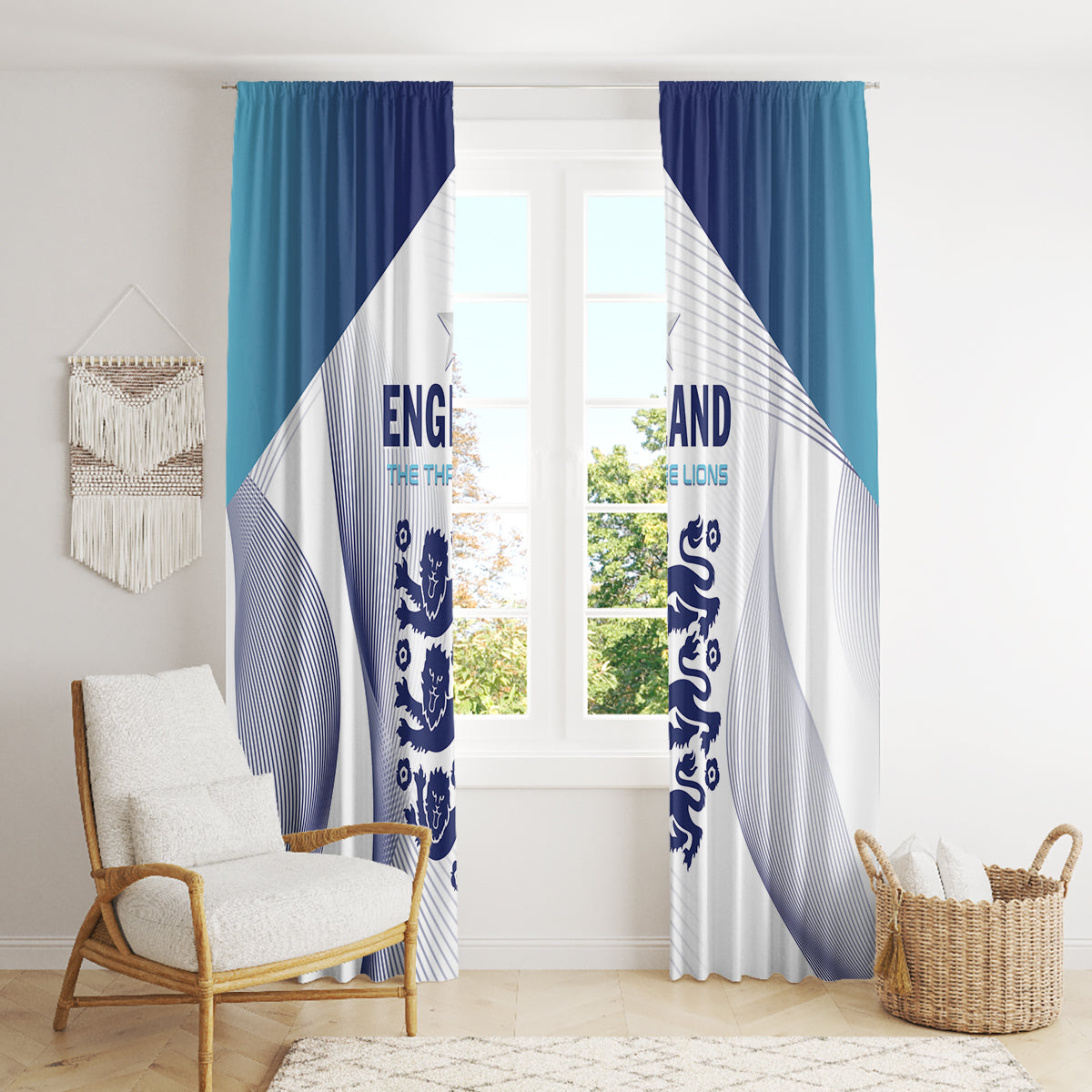 England 2024 Football Window Curtain Come On The Three Lions - Wonder Print Shop