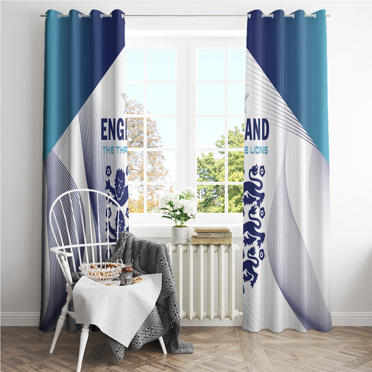 England 2024 Football Window Curtain Come On The Three Lions - Wonder Print Shop