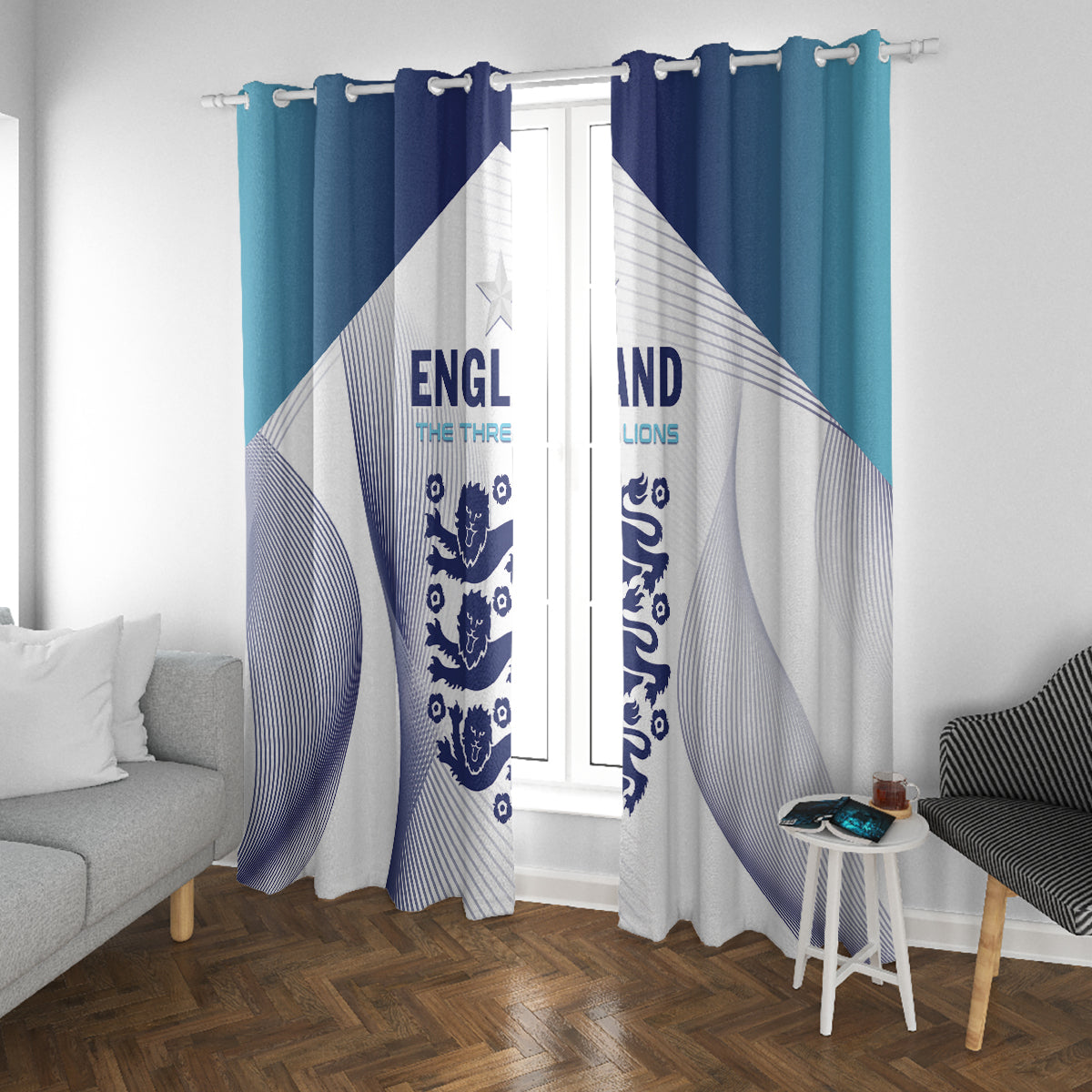 England 2024 Football Window Curtain Come On The Three Lions - Wonder Print Shop