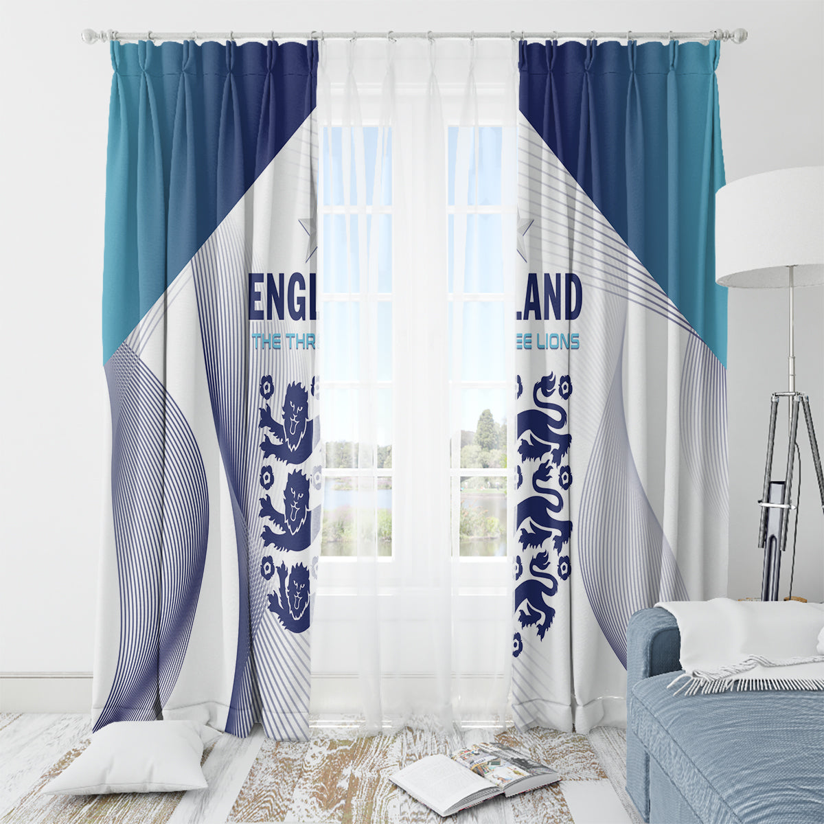 England 2024 Football Window Curtain Come On The Three Lions - Wonder Print Shop