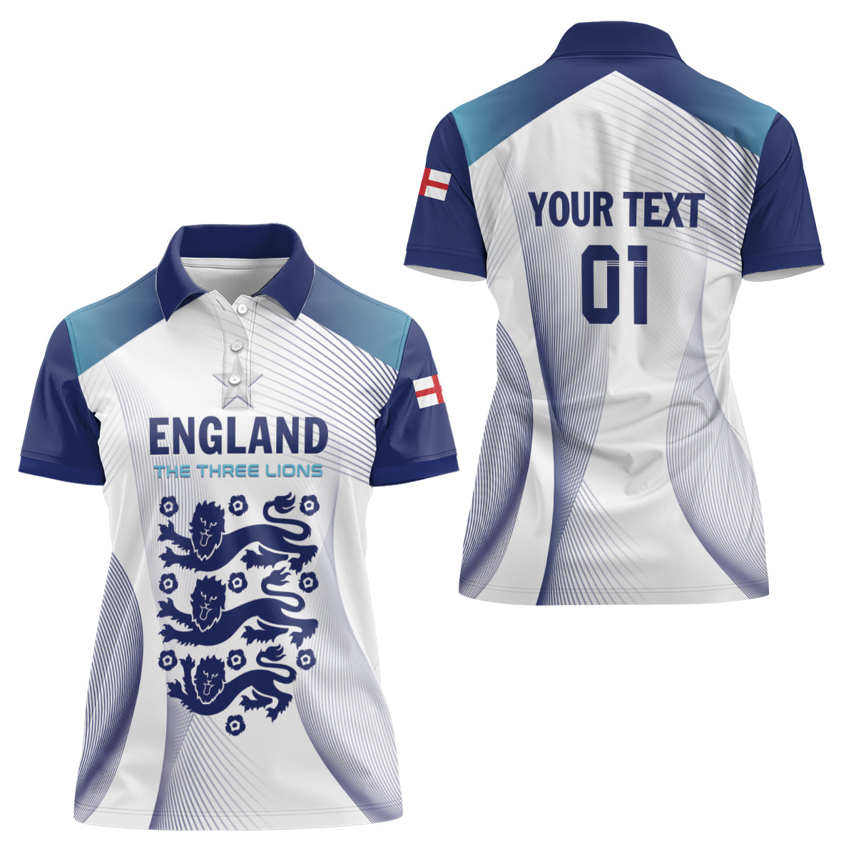 Personalized England 2024 Football Women Polo Shirt Come On The Three Lions - Wonder Print Shop