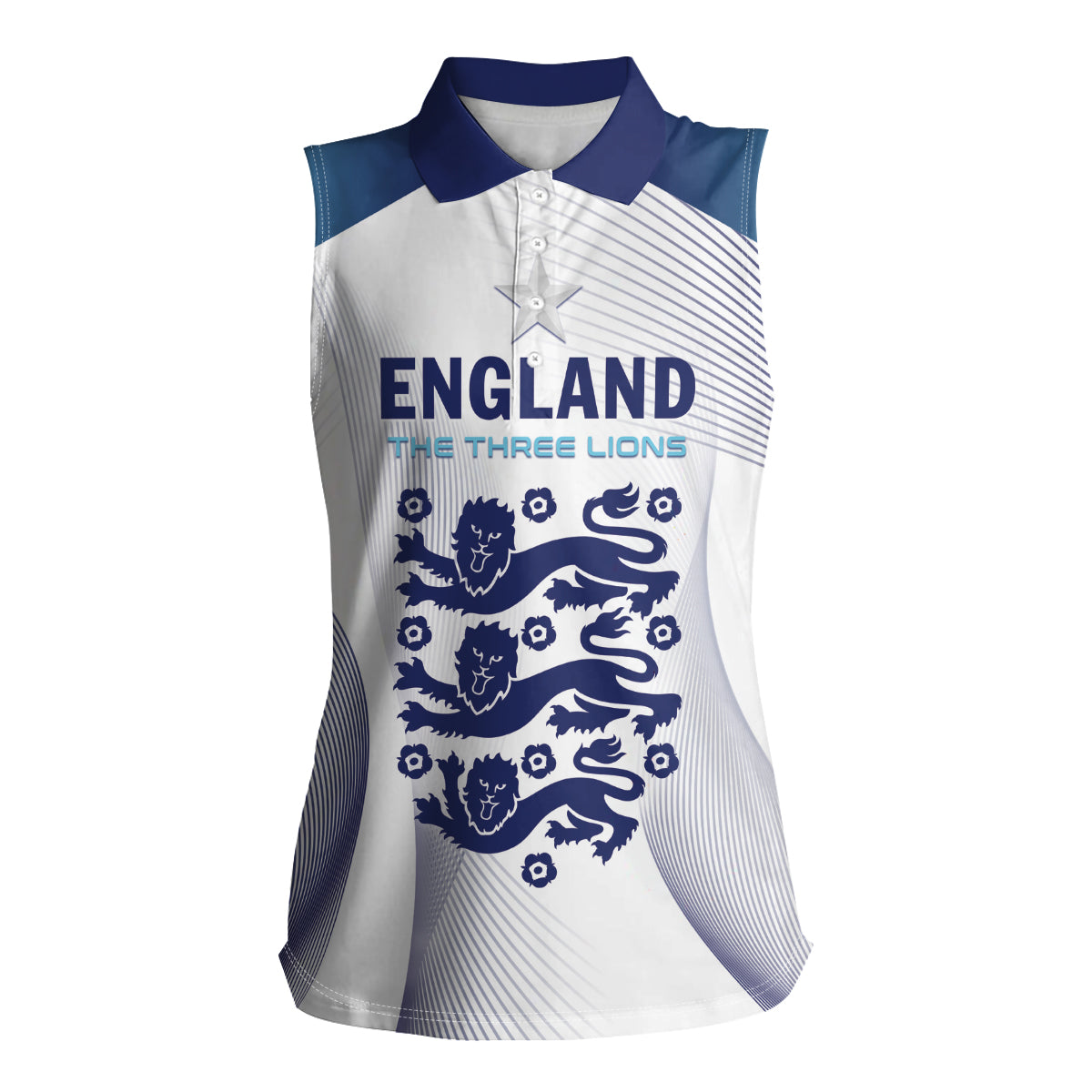 Personalized England 2024 Football Women Sleeveless Polo Shirt Come On The Three Lions - Wonder Print Shop