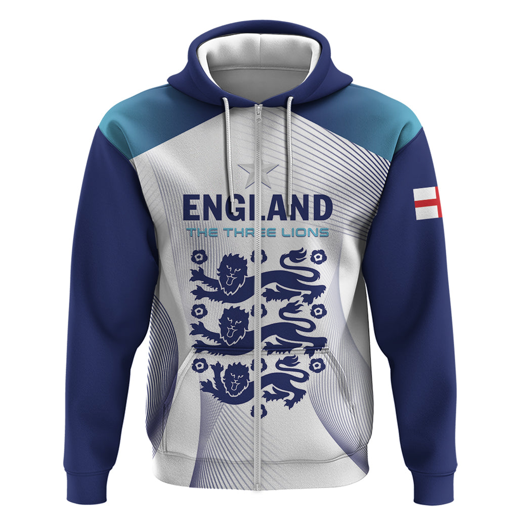 Personalized England 2024 Football Zip Hoodie Come On The Three Lions - Wonder Print Shop