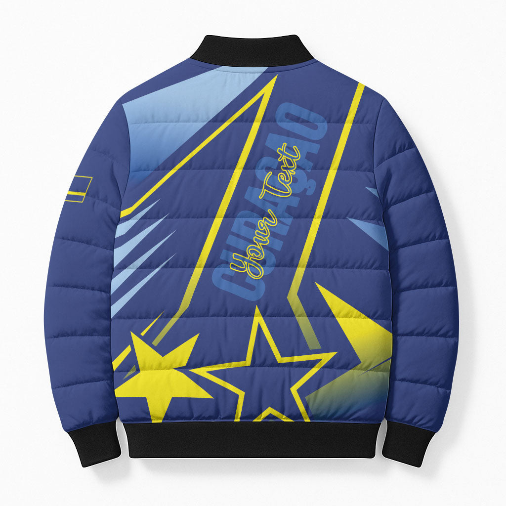Personalized Country of Curacao Bomber Puffer Jacket Proud of Our Flag
