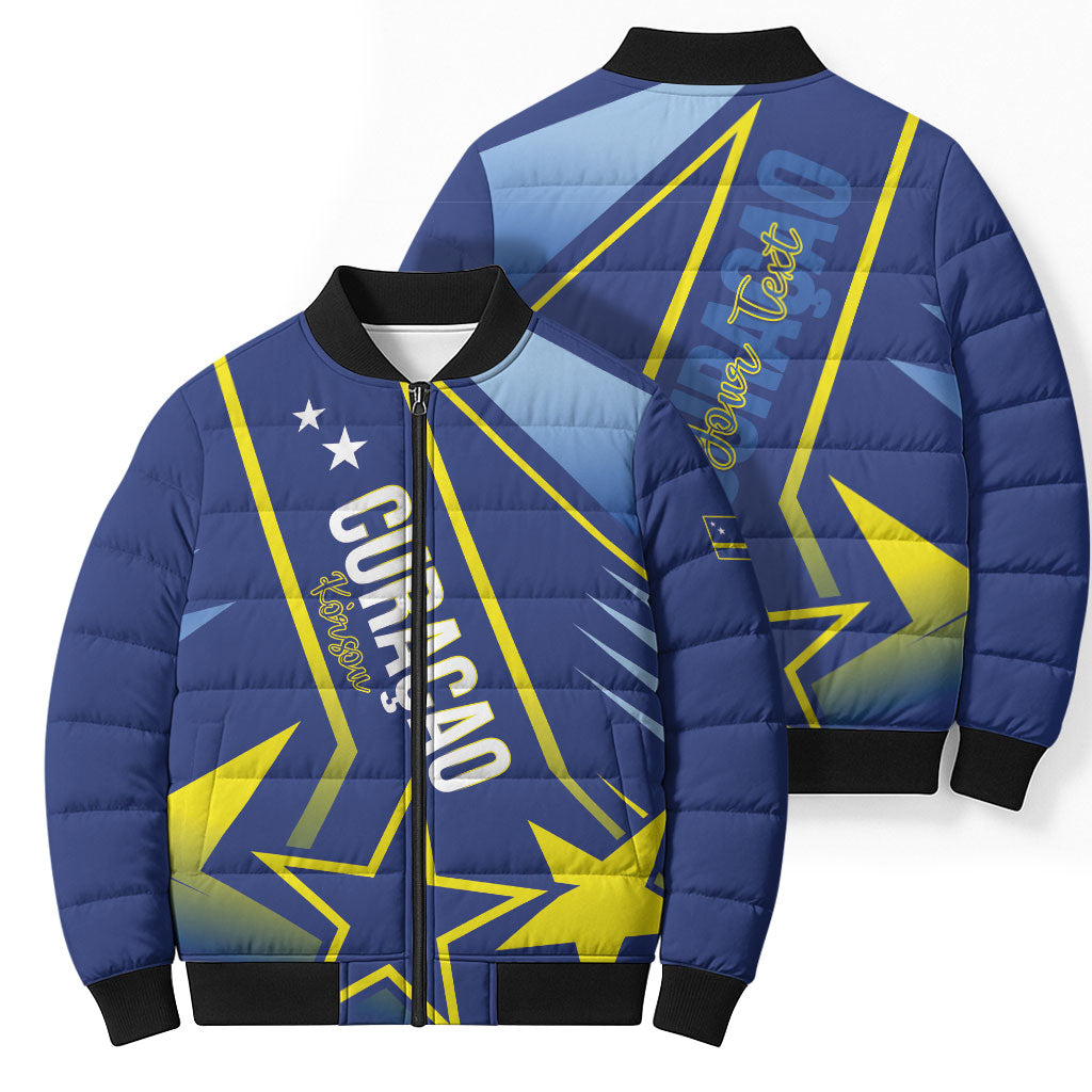 Personalized Country of Curacao Bomber Puffer Jacket Proud of Our Flag