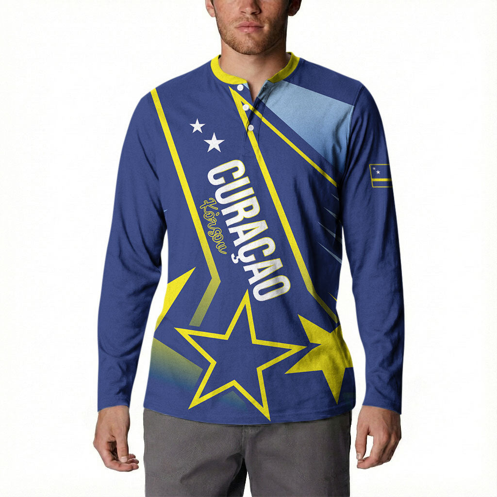 Personalized Country of Curacao Button Sweatshirt Proud of Our Flag