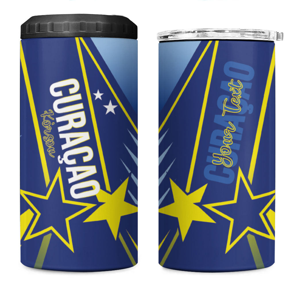Personalized Country of Curacao 4 in 1 Can Cooler Tumbler Proud of Our Flag