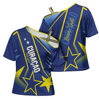 Personalized Country of Curacao Cross Shoulder Shirt Proud of Our Flag