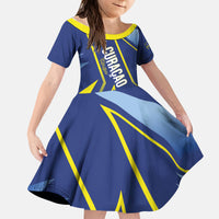 Personalized Country of Curacao Kid Short Sleeve Dress Proud of Our Flag