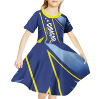 Personalized Country of Curacao Kid Short Sleeve Dress Proud of Our Flag