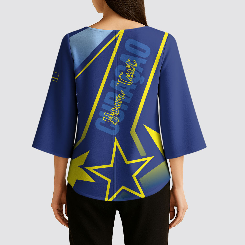 Personalized Country of Curacao Kimono Sleeve Blouse Proud of Our Flag