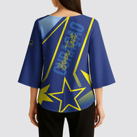 Personalized Country of Curacao Kimono Sleeve Blouse Proud of Our Flag
