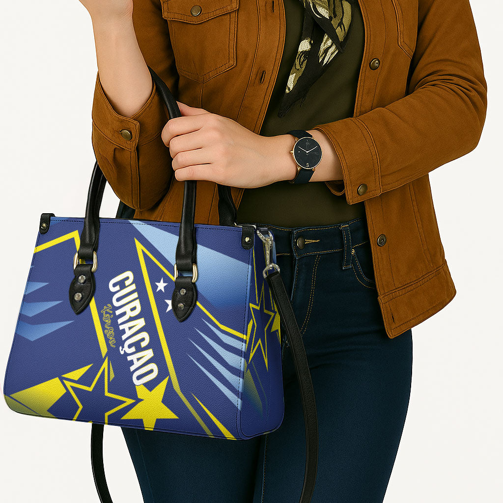 Country of Curacao Leather Bag Proud of Our Flag