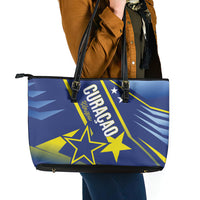 Country of Curacao Leather Tote Bag Proud of Our Flag