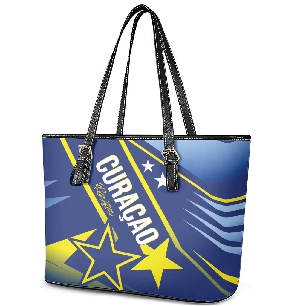 Country of Curacao Leather Tote Bag Proud of Our Flag