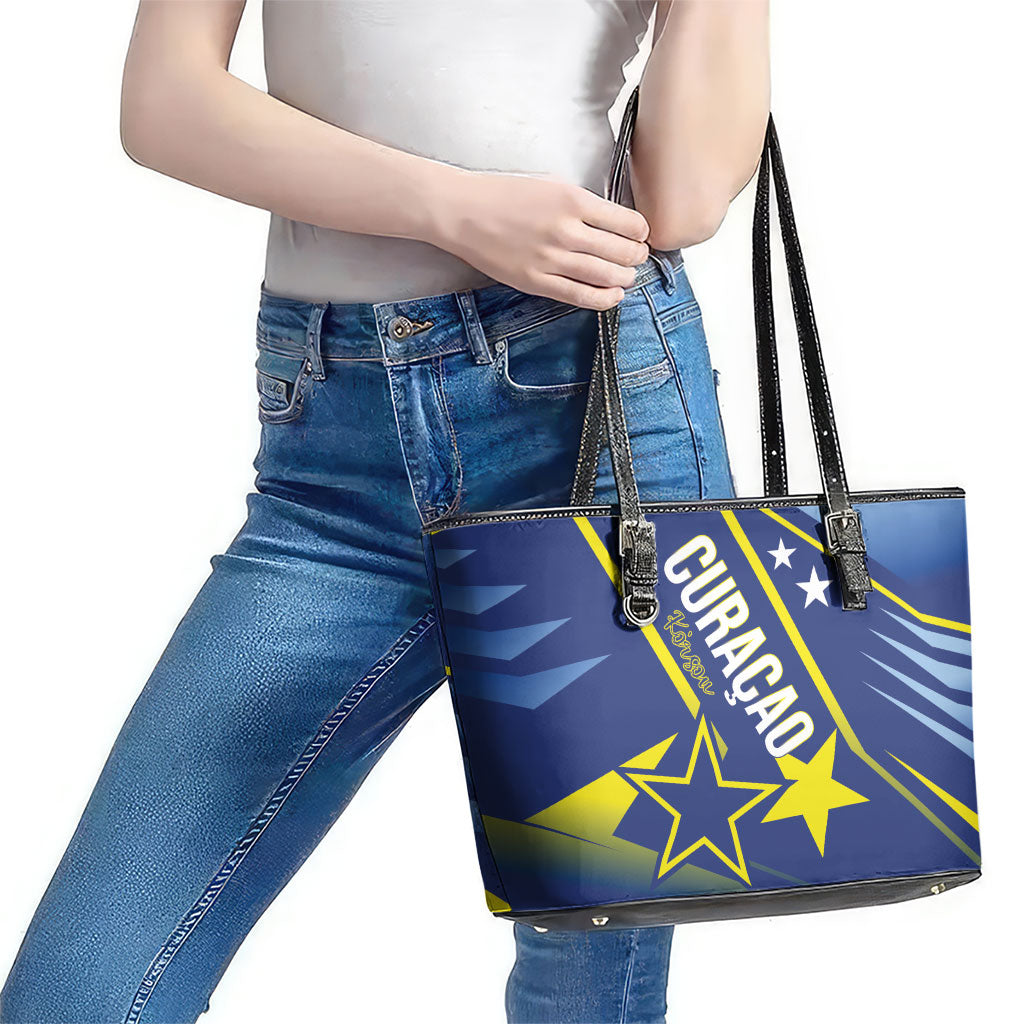 Country of Curacao Leather Tote Bag Proud of Our Flag