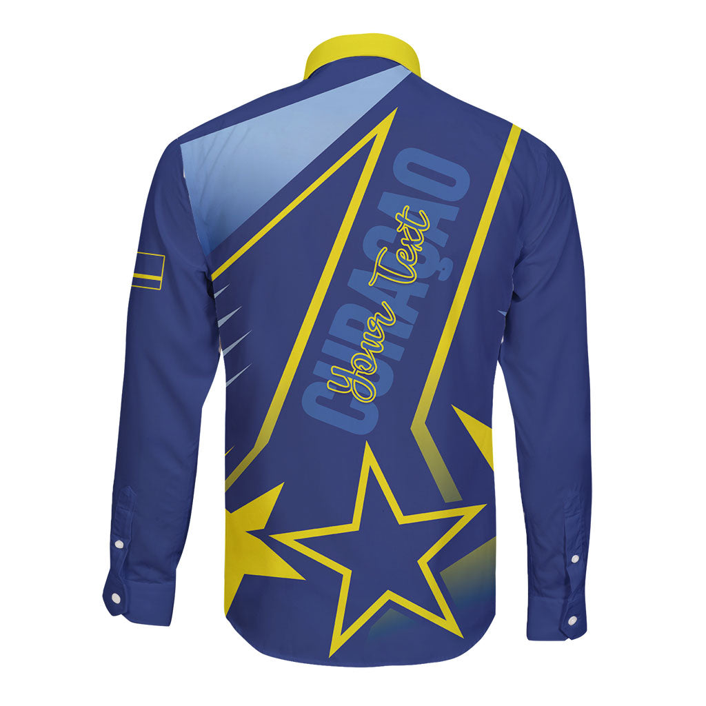 Personalized Country of Curacao Long Sleeve Button Shirt Proud of Our Flag