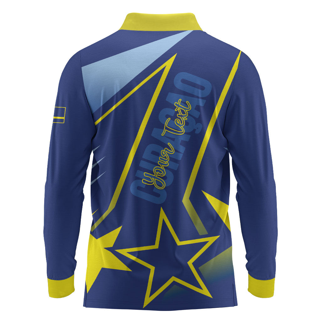 Personalized Country of Curacao Long Sleeve Polo Shirt Proud of Our Flag