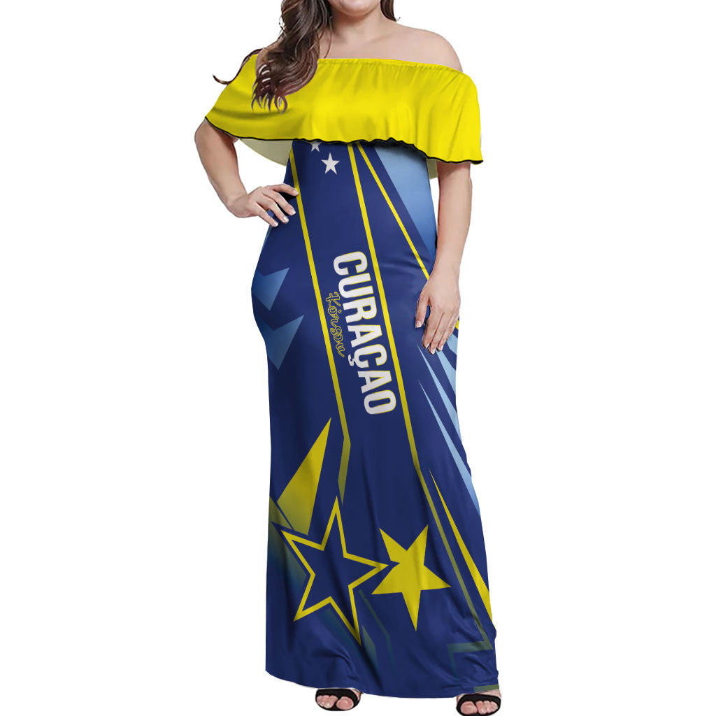 Personalized Country of Curacao Off Shoulder Maxi Dress Proud of Our Flag