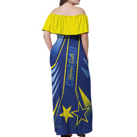 Personalized Country of Curacao Off Shoulder Maxi Dress Proud of Our Flag