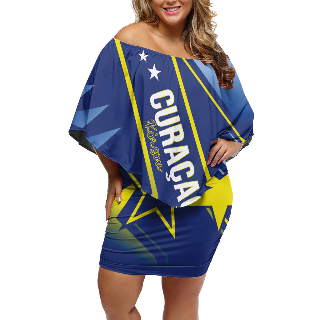 Personalized Country of Curacao Off Shoulder Short Dress Proud of Our Flag