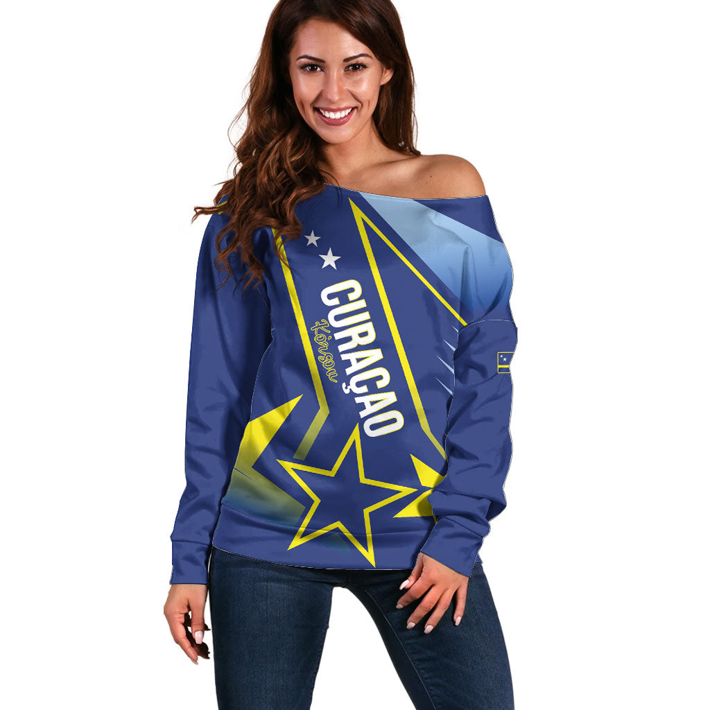 Personalized Country of Curacao Off Shoulder Sweater Proud of Our Flag