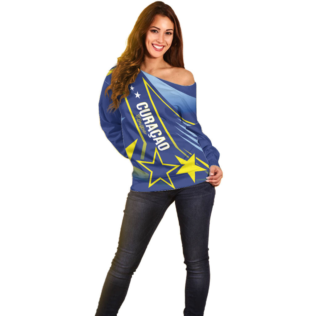 Personalized Country of Curacao Off Shoulder Sweater Proud of Our Flag