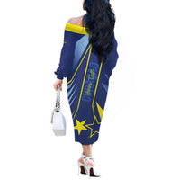 Personalized Country of Curacao Off The Shoulder Long Sleeve Dress Proud of Our Flag