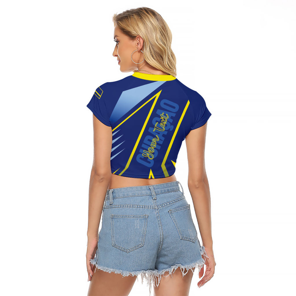 Personalized Country of Curacao Raglan Cropped T Shirt Proud of Our Flag