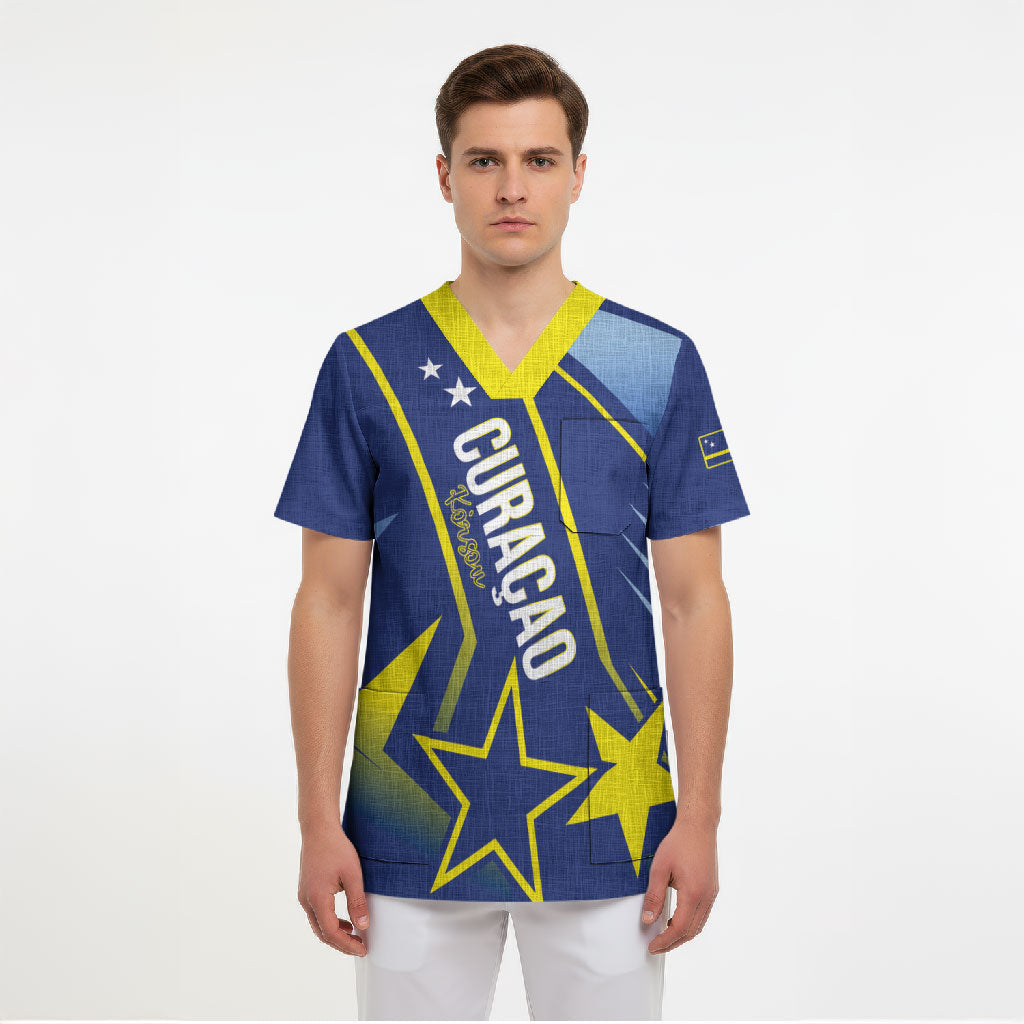 Personalized Country of Curacao Scrub Top Proud of Our Flag